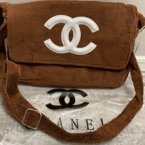 Chanel Brown Crossbody Bag with White Logo VIP gift with purchase!